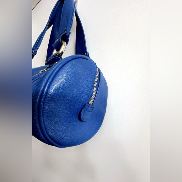 MCM Blue Leather Logo Boston Bag 12” x 7” Excellent Condition!! - Picture 11 of 12